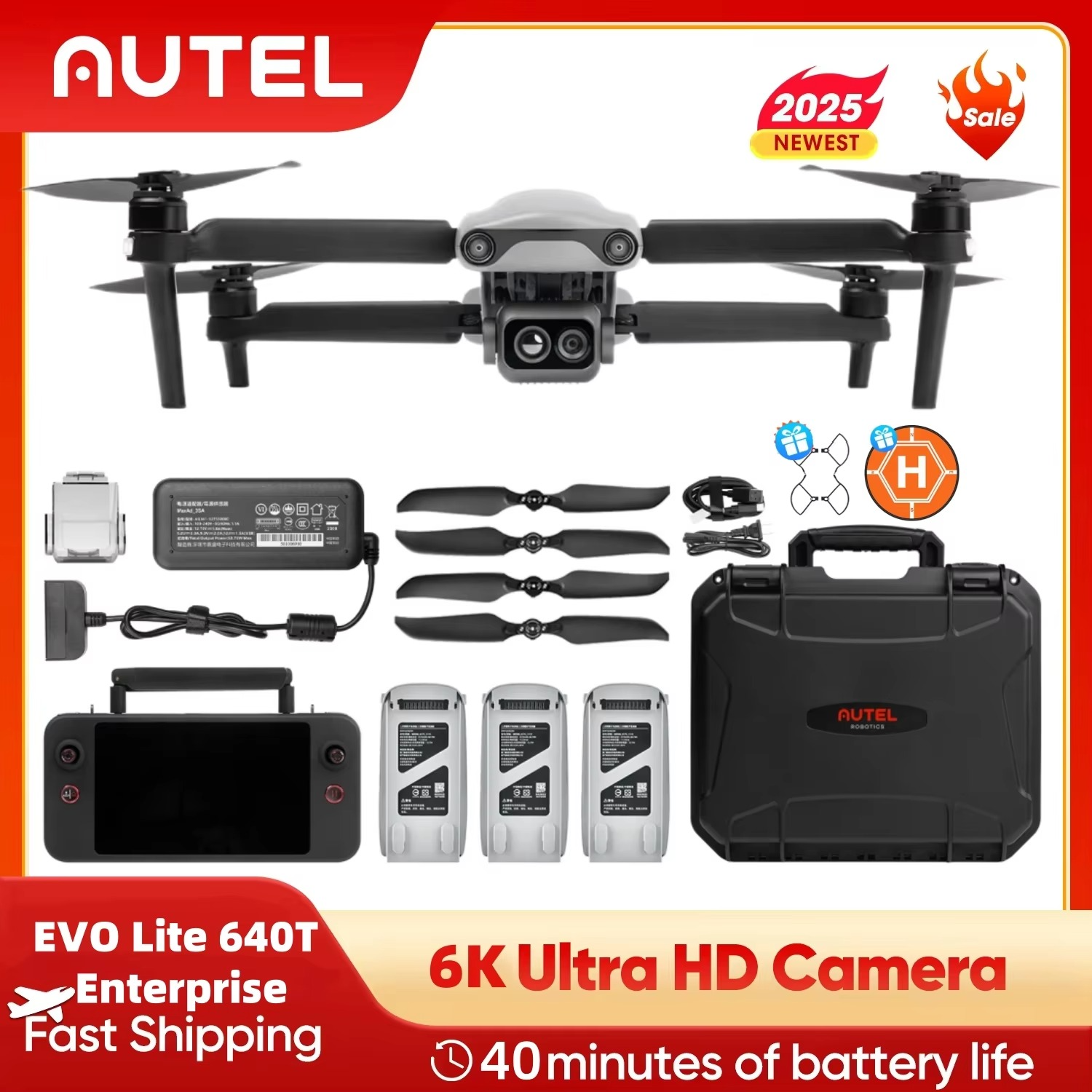 DroneTechie EVO Lite 640T 6K Thermal Camera Drone with 16x Zoom